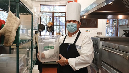 A local chef showcases the recycling process